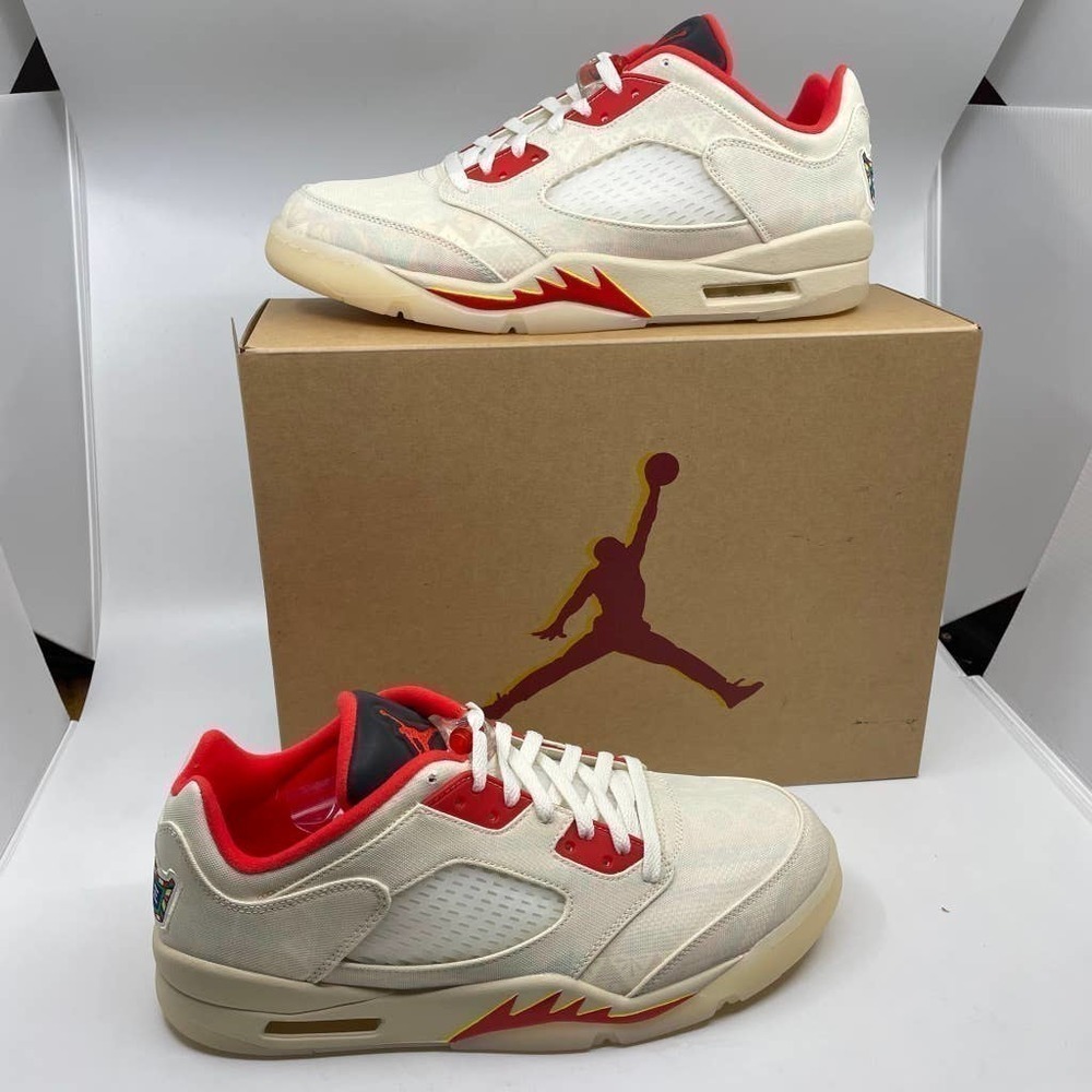 NWT AIR JORDAN 5 RETRO LOW CNY in Sal/Chili Red-Opti Yellow